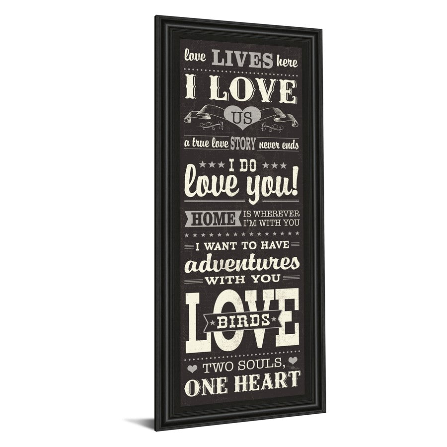 Classy Living Love Story 18x42in Wall Art | Art Deco Midnight Aura MDF Frame | Bedroom & Living Room Typographic Decor | 1 x 18 x 42 in | Model 1501