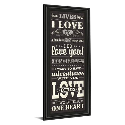 Classy Living Love Story 18x42in Wall Art | Art Deco Midnight Aura MDF Frame | Bedroom & Living Room Typographic Decor | 1 x 18 x 42 in | Model 1501