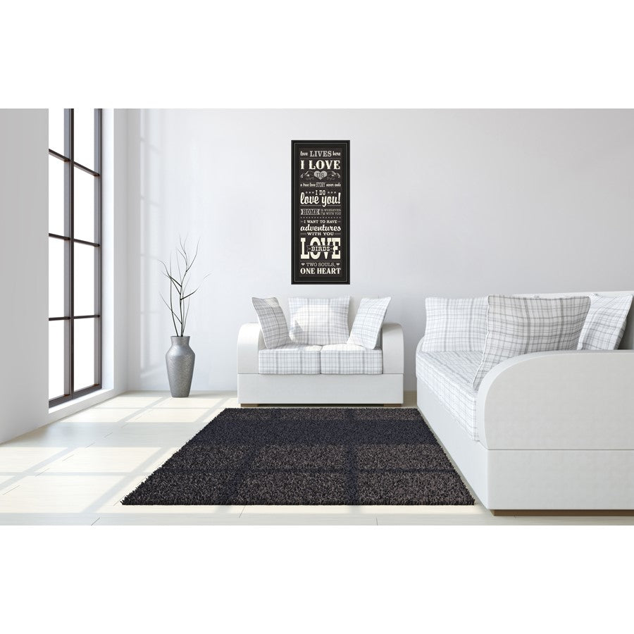 Classy Living Love Story 18x42in Wall Art | Art Deco Midnight Aura MDF Frame | Bedroom & Living Room Typographic Decor | 1 x 18 x 42 in | Model 1501