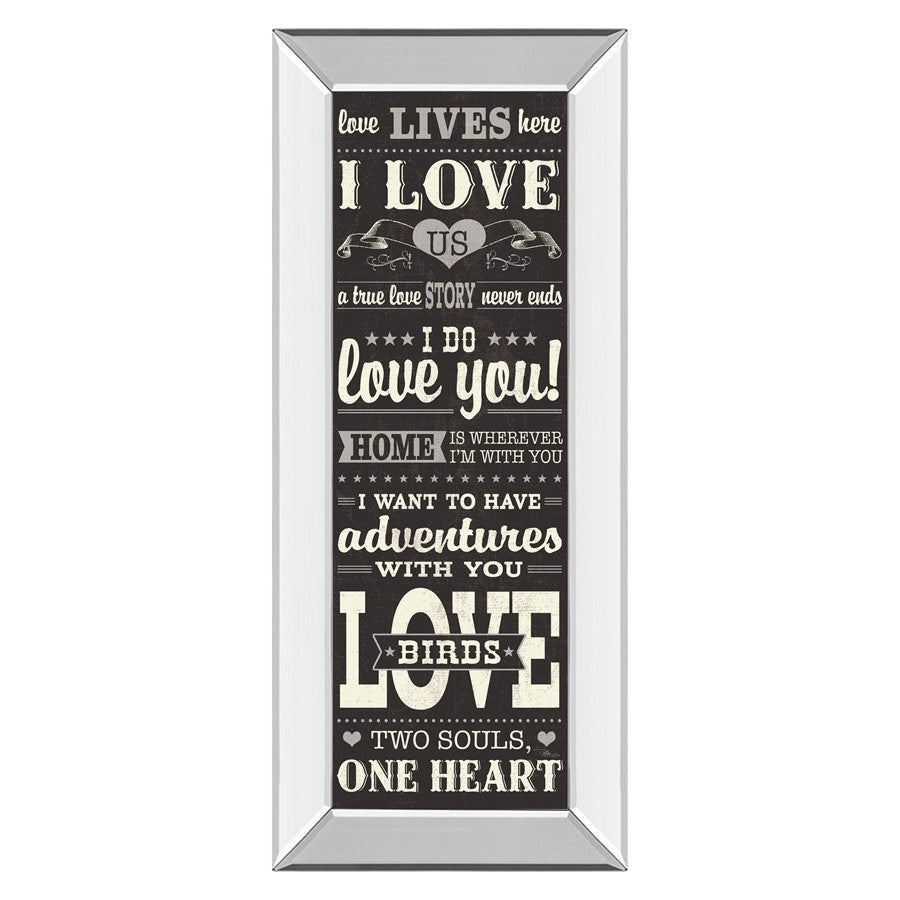 Classy Living Love Story 18x42in Wall Art | Art Deco Mirrored Frame | Bedroom & Living Room Love-Themed Decor | 18 x 42 x 3 in | Model 1501MF