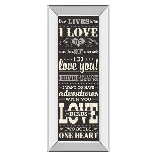 Classy Living Love Story 18x42in Wall Art | Art Deco Mirrored Frame | Bedroom & Living Room Love-Themed Decor | 18 x 42 x 3 in | Model 1501MF