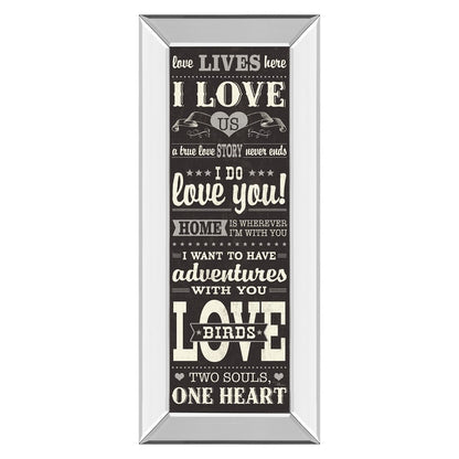 Classy Living Love Story 18x42in Wall Art | Art Deco Mirrored Frame | Bedroom & Living Room Love-Themed Decor | 18 x 42 x 3 in | Model 1501MF
