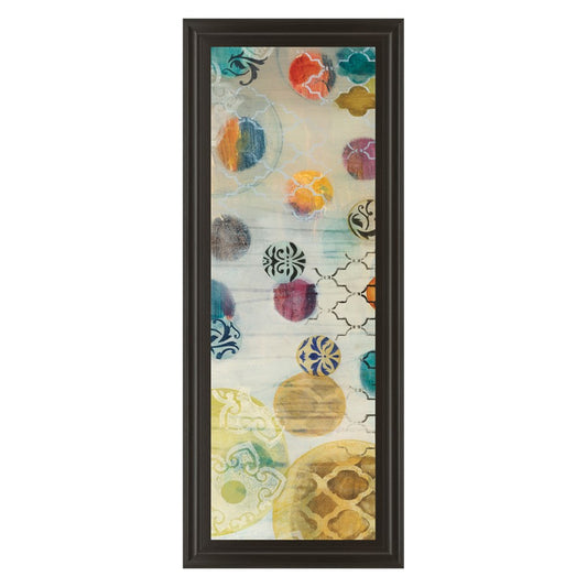 Classy Living Casa Blanca Circles Wall Art 18x42in | Contemporary Multicolor Paper on MDF in Dark Chocolate Frame | Living Room & Bedroom | Model 1520