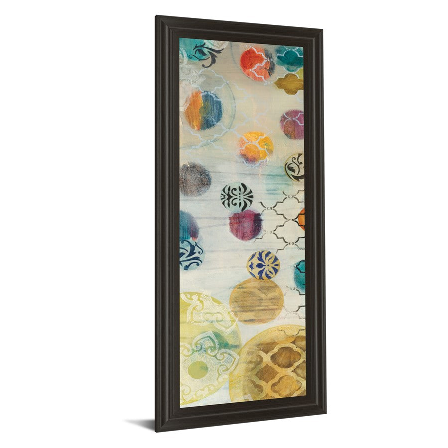 Classy Living Casa Blanca Circles Wall Art 18x42in | Contemporary Multicolor Paper on MDF in Dark Chocolate Frame | Living Room & Bedroom | Model 1520