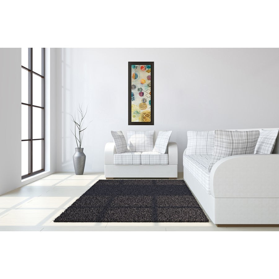 Classy Living Casa Blanca Circles Wall Art 18x42in | Contemporary Multicolor Paper on MDF in Dark Chocolate Frame | Living Room & Bedroom | Model 1520