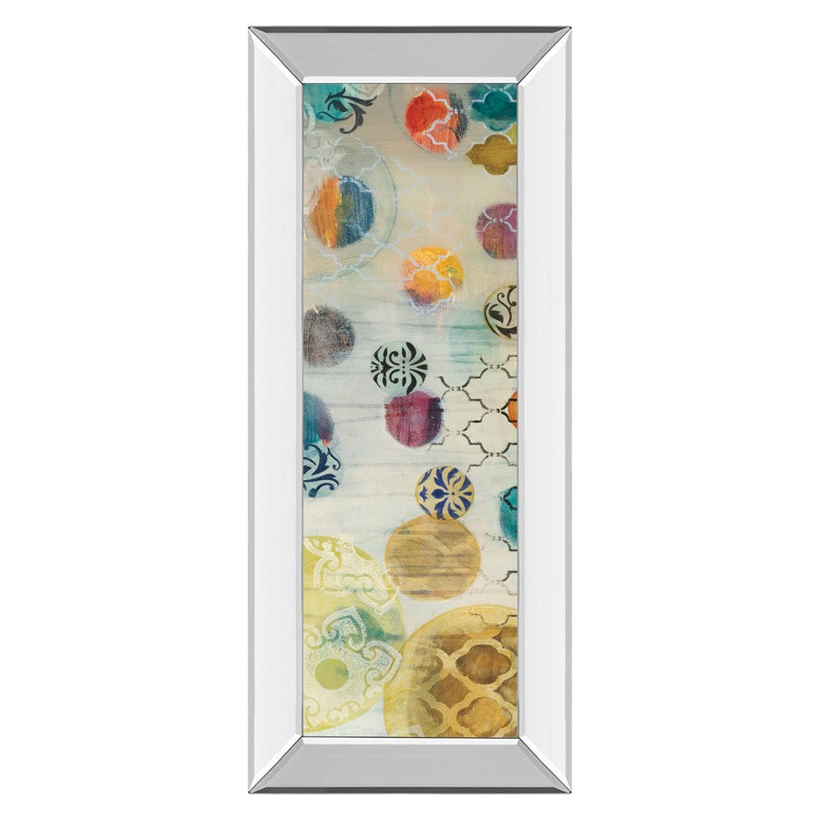 Classy Living Casa Blanca Circles Wall Art 18x42in | Contemporary Multicolor Abstract on Mirrored Frame | Living Room & Bedroom Focal Point | Model 1520MF
