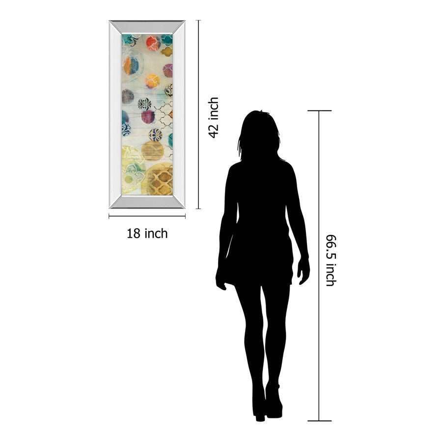 Classy Living Casa Blanca Circles Wall Art 18x42in | Contemporary Multicolor Abstract on Mirrored Frame | Living Room & Bedroom Focal Point | Model 1520MF