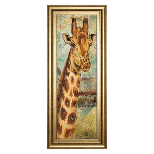 Classy Living Safari Giraffe Portrait Wall Art 18x42in | Contemporary Gilded Radiance MDF Frame | Living Room & Office Decor | 1 x 18 x 42 in | Model 1534