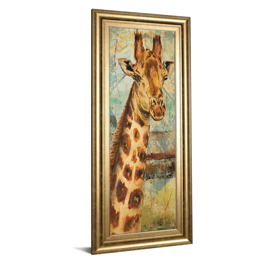 Classy Living Safari Giraffe Portrait Wall Art 18x42in | Contemporary Gilded Radiance MDF Frame | Living Room & Office Decor | 1 x 18 x 42 in | Model 1534