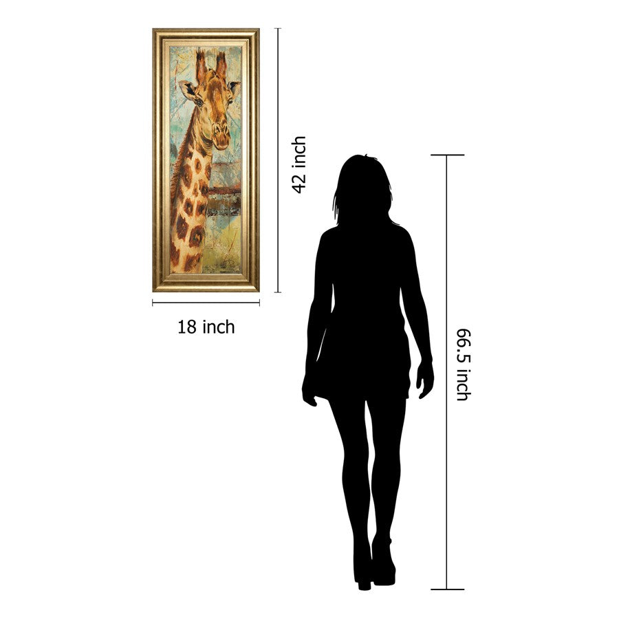 Classy Living Safari Giraffe Portrait Wall Art 18x42in | Contemporary Gilded Radiance MDF Frame | Living Room & Office Decor | 1 x 18 x 42 in | Model 1534