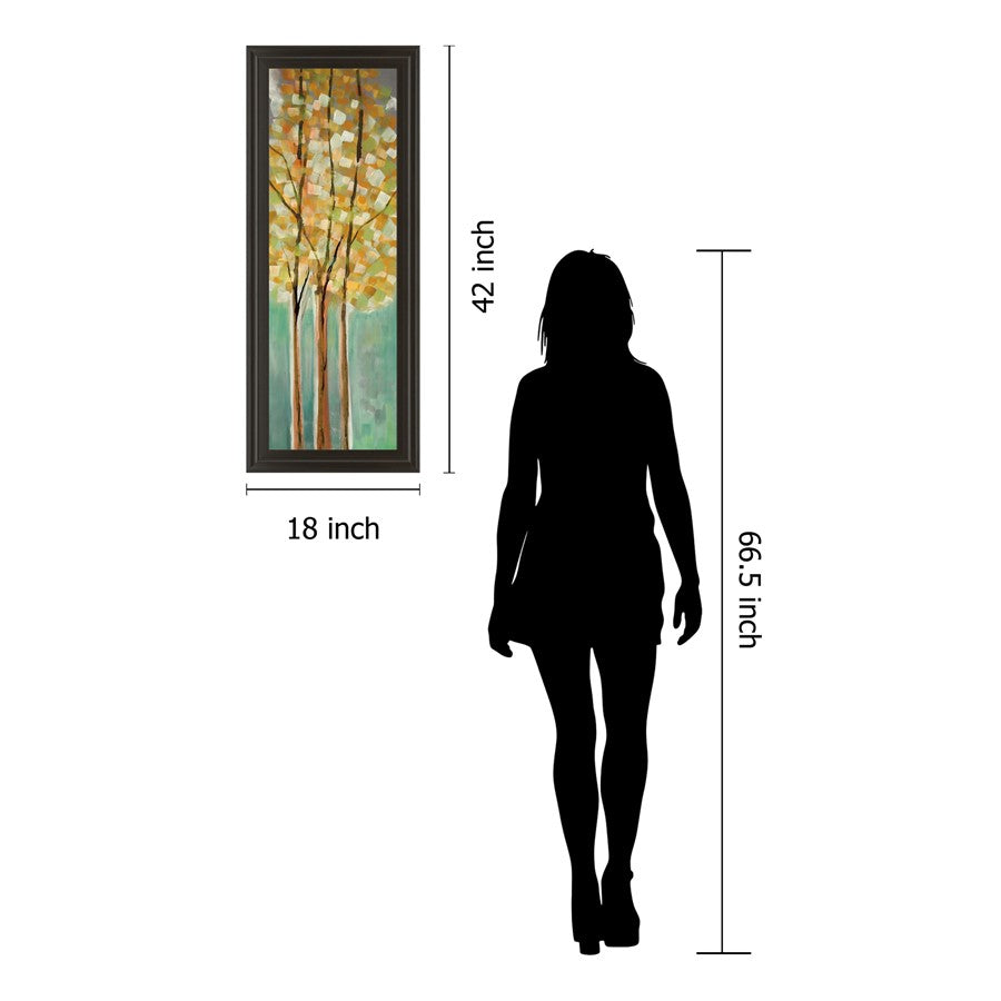 Classy Living Shandalee Woods II 18x42in Vertical Wall Art | Contemporary Botanical Mixed Media on Paper, Dark Chocolate MDF Frame | Living | Model 1543