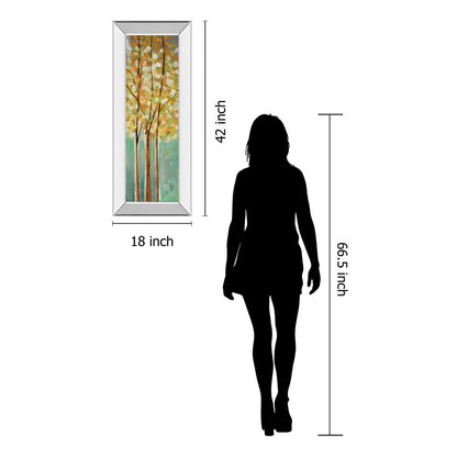 Classy Living Shandalee Woods II 18x42in Vertical Wall Art | Contemporary Botanical Mixed Media with Mirrored Frame | Living Room & Bedroom | Model 1543MF