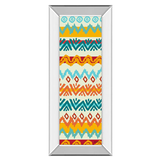 Classy Living Navajo Pattern Wall Art 18x42in | Contemporary Multicolor Geometric on Mirrored Frame | Living Room & Office Decor | 18 x 42 | Model 1558MF