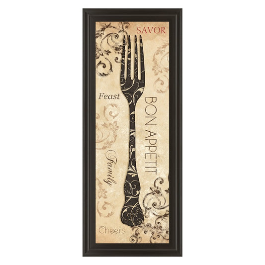 Classy Living Bon Appetite 18x42in Wall Art | Traditional Dark Chocolate MDF Frame with Glass | Kitchen & Dining Room Decor | 18 x 42 x 1 in | Model 1566