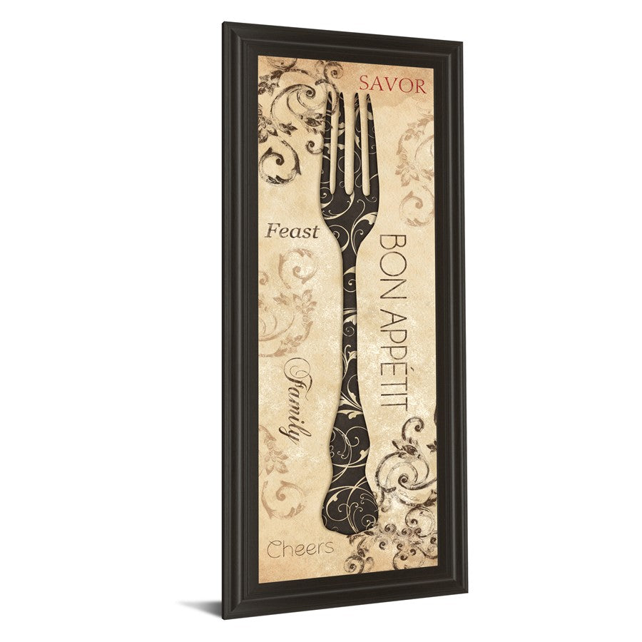Classy Living Bon Appetite 18x42in Wall Art | Traditional Dark Chocolate MDF Frame with Glass | Kitchen & Dining Room Decor | 18 x 42 x 1 in | Model 1566