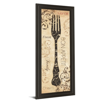 Classy Living Bon Appetite 18x42in Wall Art | Traditional Dark Chocolate MDF Frame with Glass | Kitchen & Dining Room Decor | 18 x 42 x 1 in | Model 1566