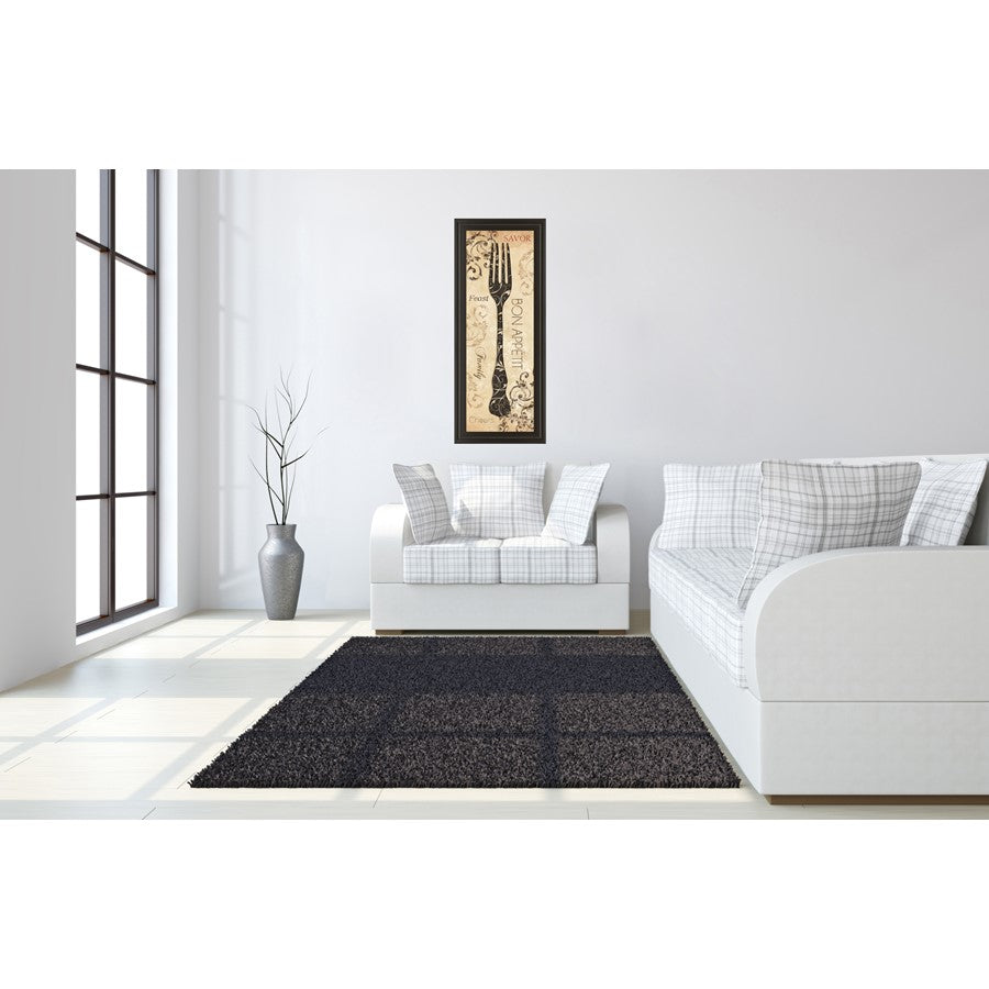 Classy Living Bon Appetite 18x42in Wall Art | Traditional Dark Chocolate MDF Frame with Glass | Kitchen & Dining Room Decor | 18 x 42 x 1 in | Model 1566