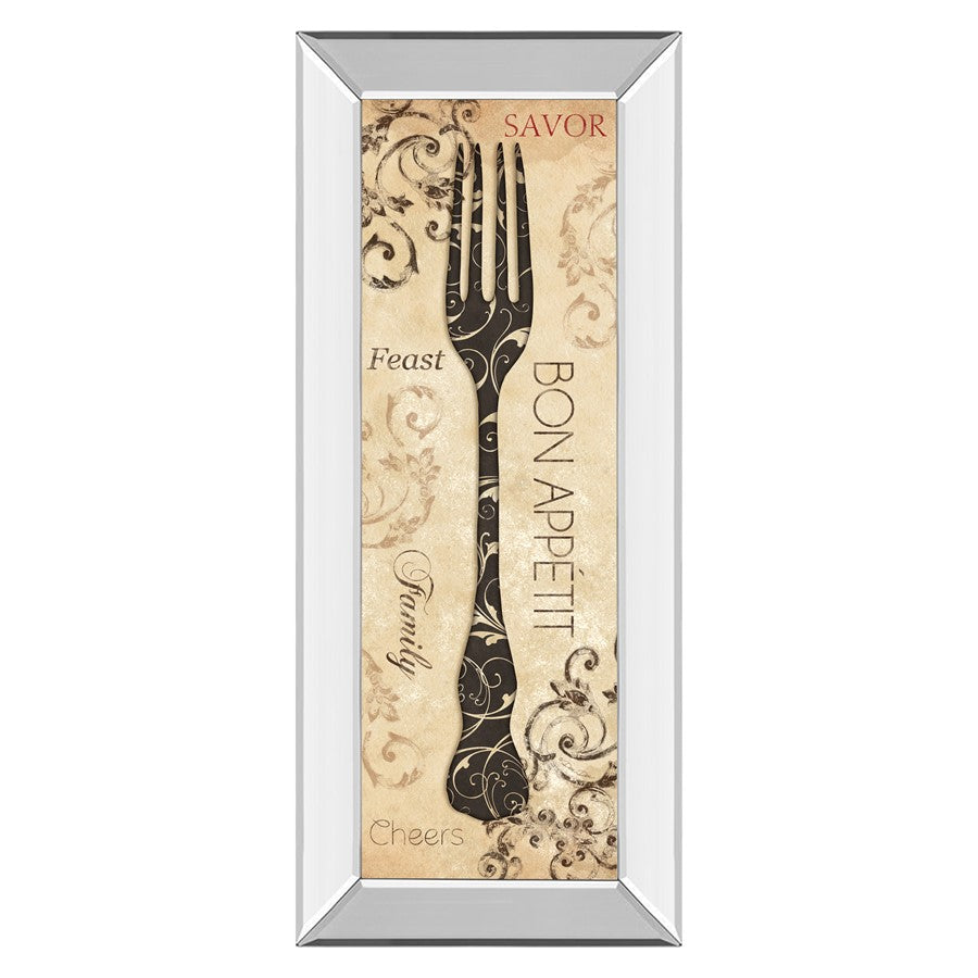 Classy Living Bon Appetite Wall Art 18x42in | Traditional Mirrored Frame with Glass | Kitchen & Dining Room Decor | 18 x 42 x 3 in | Model 1566MF