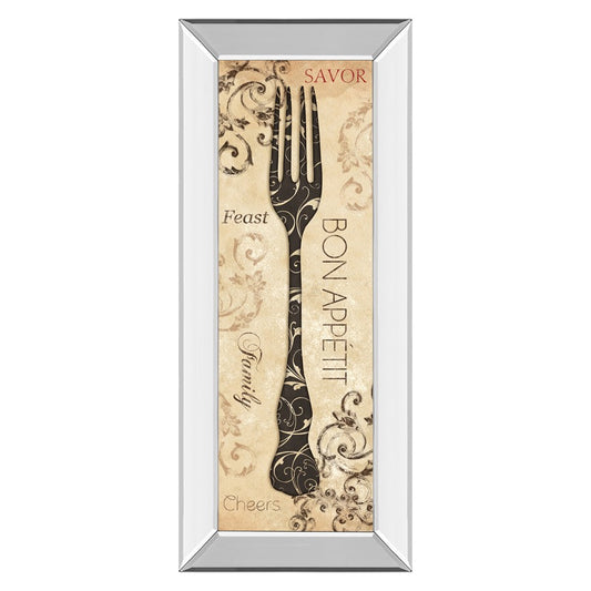 Classy Living Bon Appetite Wall Art 18x42in | Traditional Mirrored Frame with Glass | Kitchen & Dining Room Decor | 18 x 42 x 3 in | Model 1566MF