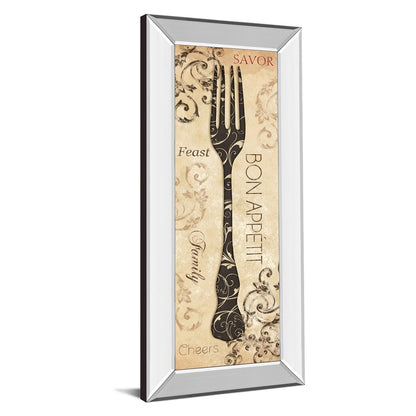 Classy Living Bon Appetite Wall Art 18x42in | Traditional Mirrored Frame with Glass | Kitchen & Dining Room Decor | 18 x 42 x 3 in | Model 1566MF
