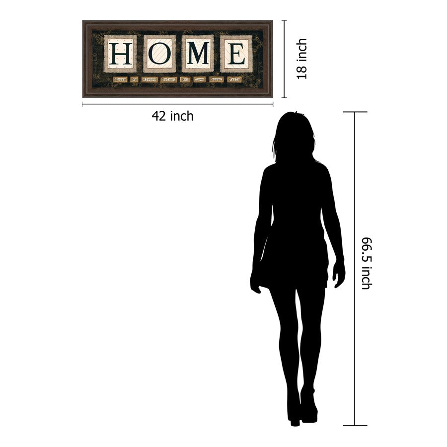 Classy Living Warm Welcome 42x18in Wall Art | Contemporary Cinnamon Mocha MDF Frame | Living Room & Entryway Decor | 42 x 18 x 1 in | Model 1571