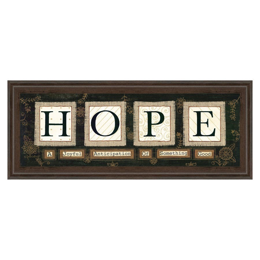 Classy Living Hope Message Wall Art 42x18in | Contemporary Cinnamon Mocha MDF Frame with Glass | Living Room & Office Inspirational Decor | 1 | Model 1572