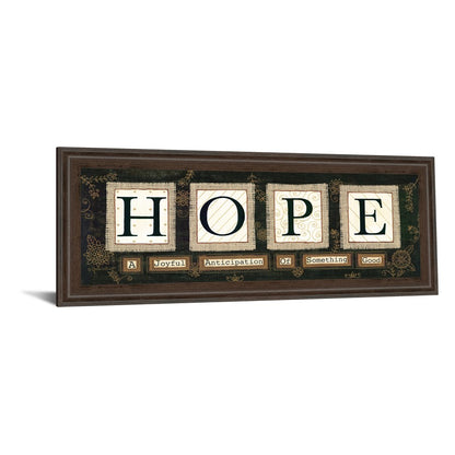 Classy Living Hope Message Wall Art 42x18in | Contemporary Cinnamon Mocha MDF Frame with Glass | Living Room & Office Inspirational Decor | 1 | Model 1572