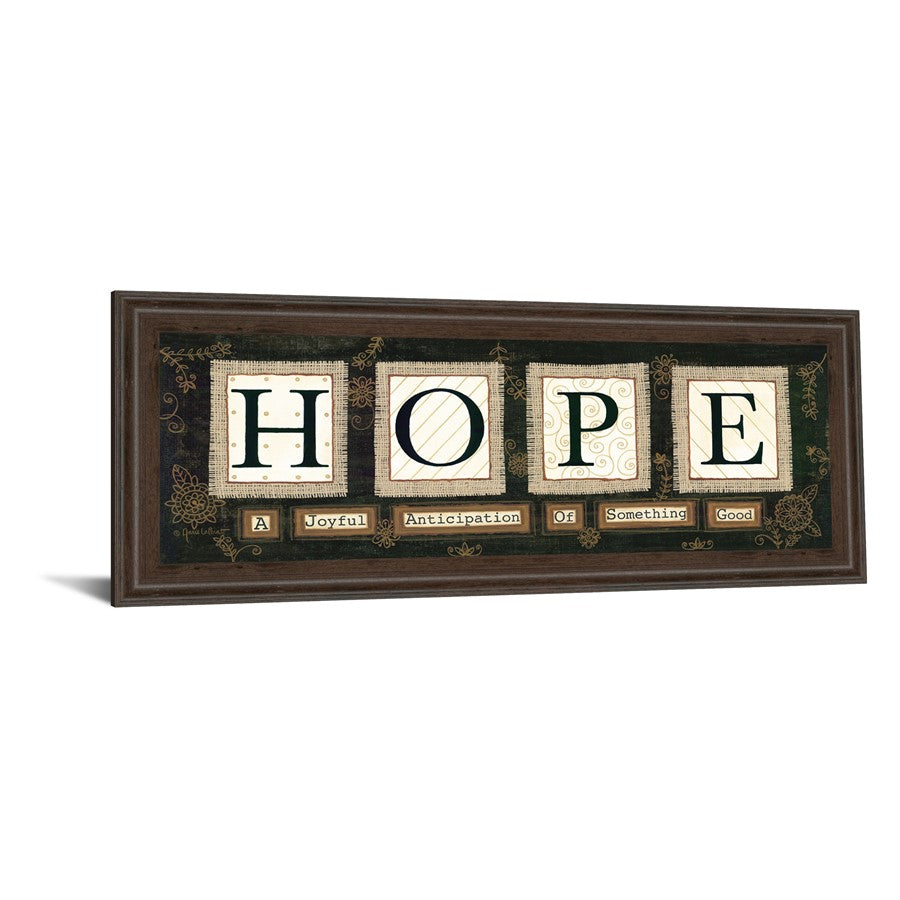 Classy Living Hope Message Wall Art 42x18in | Contemporary Cinnamon Mocha MDF Frame with Glass | Living Room & Office Inspirational Decor | 1 | Model 1572