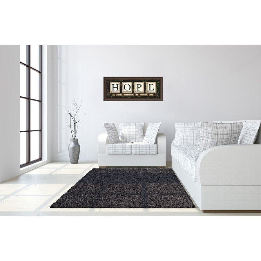 Classy Living Hope Message Wall Art 42x18in | Contemporary Cinnamon Mocha MDF Frame with Glass | Living Room & Office Inspirational Decor | 1 | Model 1572