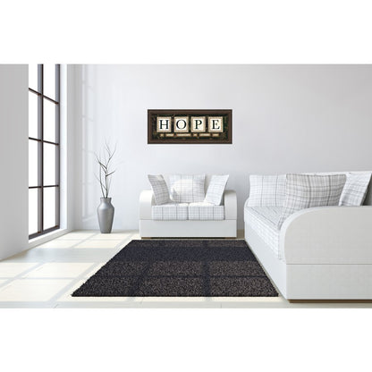 Classy Living Hope Message Wall Art 42x18in | Contemporary Cinnamon Mocha MDF Frame with Glass | Living Room & Office Inspirational Decor | 1 | Model 1572