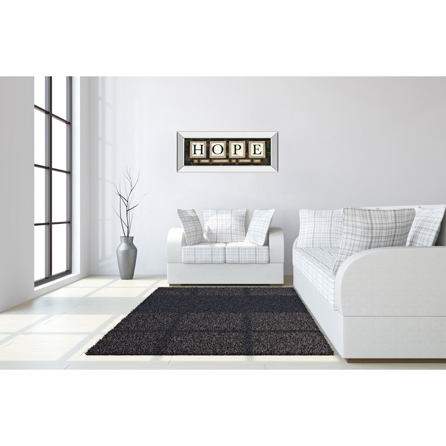 Classy Living Hope Message Wall Art 42x18in | Contemporary Mirrored Frame | Living Room & Bedroom Inspirational Decor | 42 x 18 x 3 in | Model 1572MF