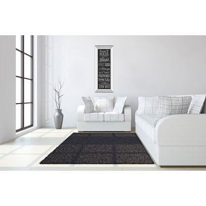 Classy Living Family Rules Wall Art 18x42in | Contemporary Chalkboard Design with Mirrored Frame | Living Room & Kitchen Inspirational | Model 1575MF