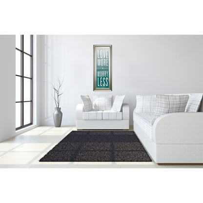 Classy Living Love More Worry Less 18x42in Wall Art | Contemporary Silver Serenity MDF Frame | Living Room & Bedroom Inspirational Decor | 1 | Model 1586