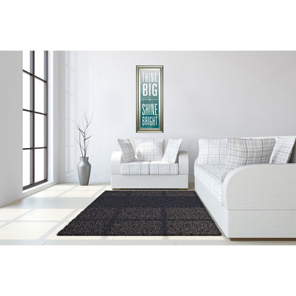 Classy Living Think Big Shine Bright Wall Art 18x42in | Contemporary Silver Serenity MDF Frame | Living Room & Office Inspirational Decor | Model 1587