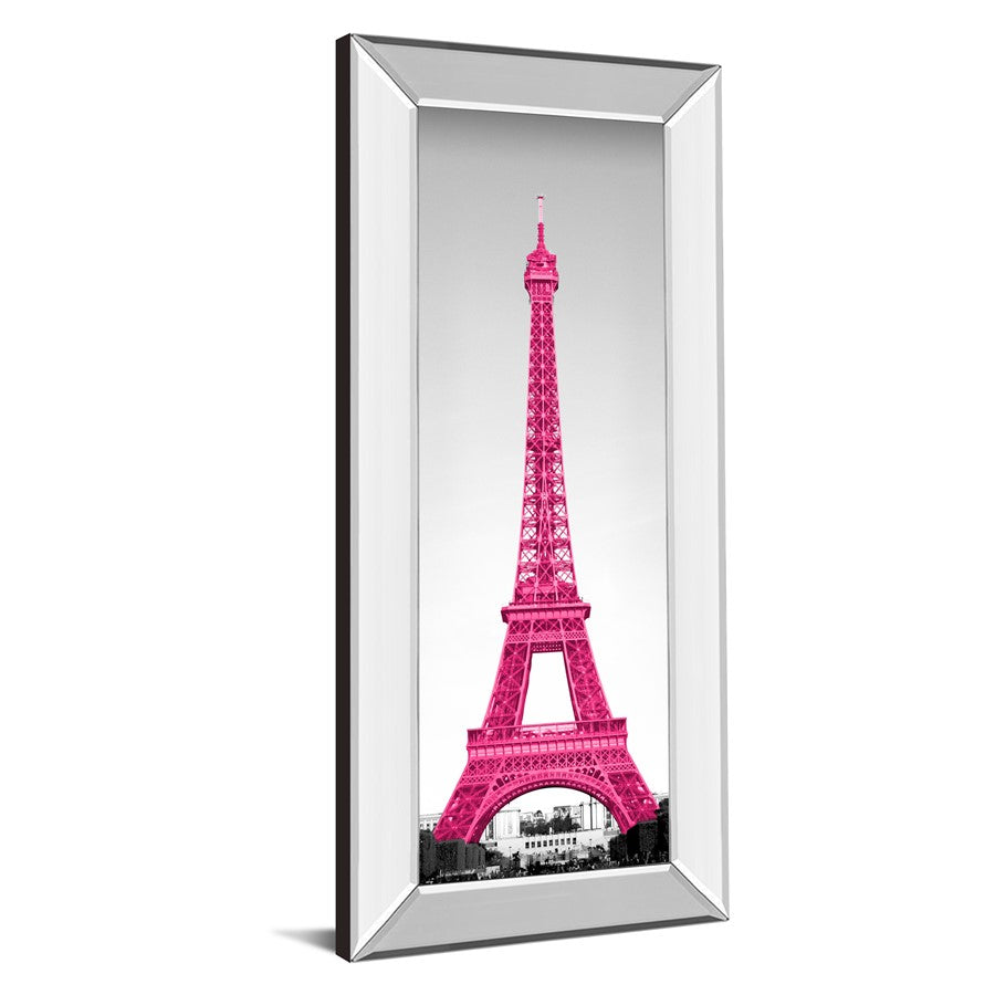 Classy Living Magenta Eiffel Tower Wall Art 18x42in | Transitional Mirrored Frame | Living Room & Bedroom Decor | 18 x 42 x 3 in | Model 1613MF