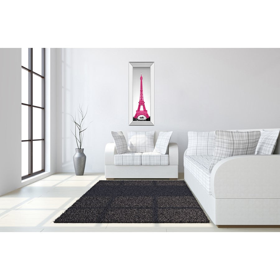 Classy Living Magenta Eiffel Tower Wall Art 18x42in | Transitional Mirrored Frame | Living Room & Bedroom Decor | 18 x 42 x 3 in | Model 1613MF