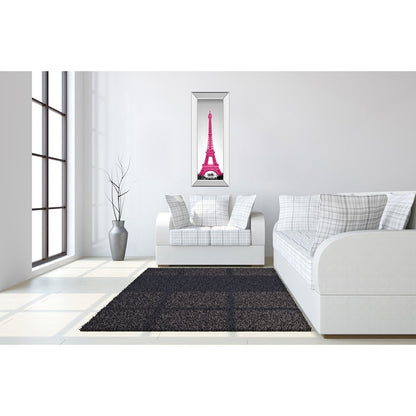 Classy Living Magenta Eiffel Tower Wall Art 18x42in | Transitional Mirrored Frame | Living Room & Bedroom Decor | 18 x 42 x 3 in | Model 1613MF
