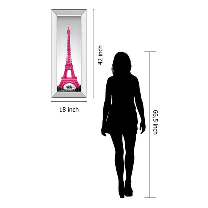 Classy Living Magenta Eiffel Tower Wall Art 18x42in | Transitional Mirrored Frame | Living Room & Bedroom Decor | 18 x 42 x 3 in | Model 1613MF