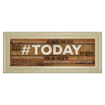 Classy Living Today Is A Gift Wall Art 42x18in | Traditional Multicolor Paper on MDF Frame | Living Room & Office Inspirational Decor | 42 x | Model 1626