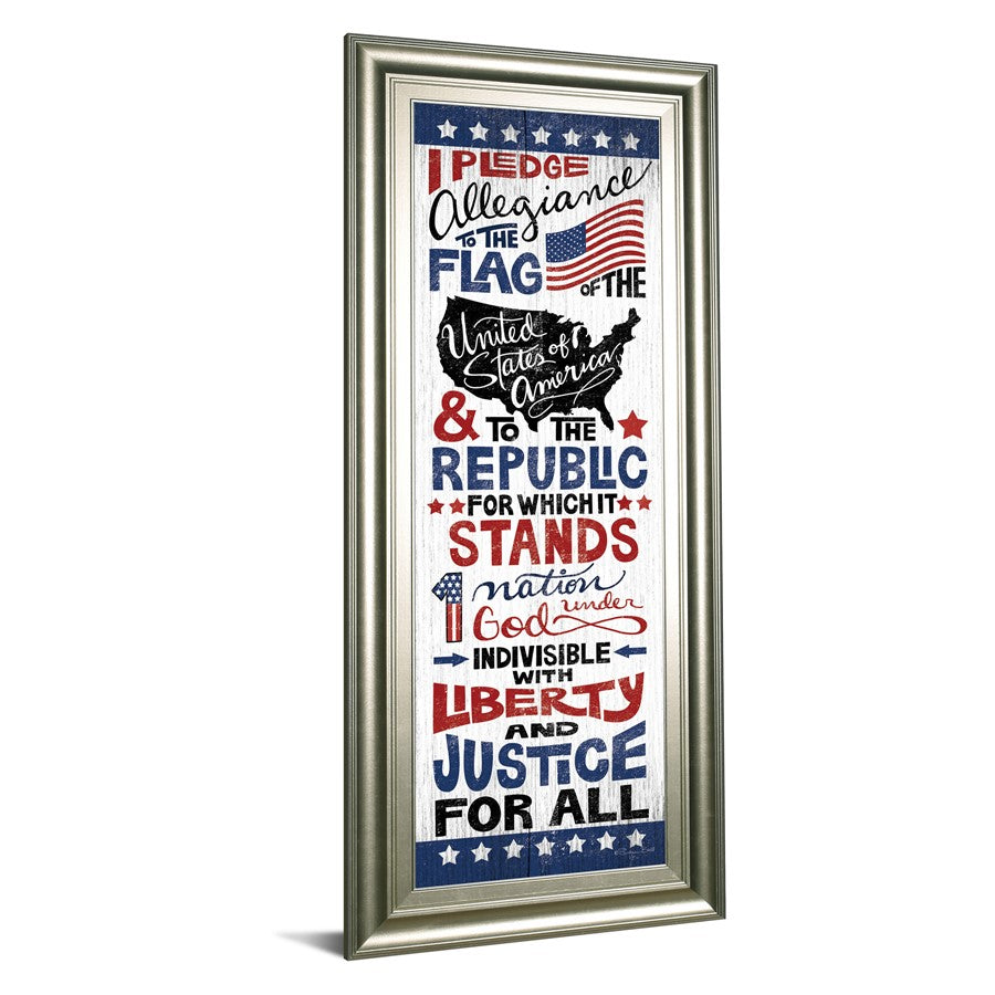 Classy Living Pledge of Allegiance 18x42in Framed Wall Art | Contemporary Patriotic Red White Blue | Living Room & Office Decor | 1 x 18 x 42 | Model 1628