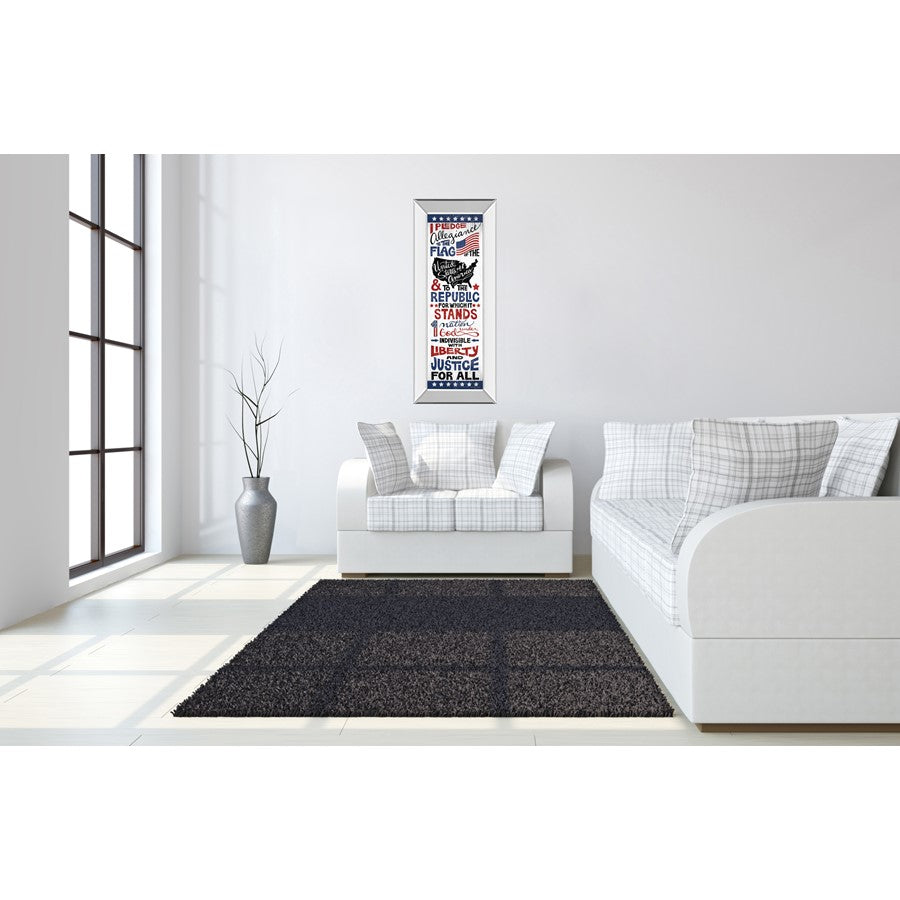 Classy Living Pledge of Allegiance 18x42in Wall Art | Contemporary Patriotic Red White Blue | Living Room & Office Decor | 18 x 42 x 3 in | Model 1628MF