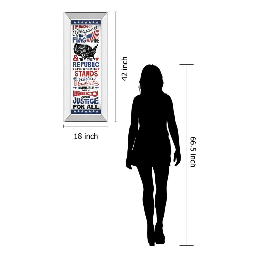 Classy Living Pledge of Allegiance 18x42in Wall Art | Contemporary Patriotic Red White Blue | Living Room & Office Decor | 18 x 42 x 3 in | Model 1628MF