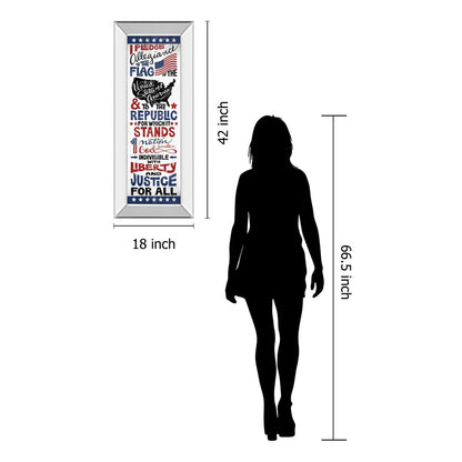 Classy Living Pledge of Allegiance 18x42in Wall Art | Contemporary Patriotic Red White Blue | Living Room & Office Decor | 18 x 42 x 3 in | Model 1628MF