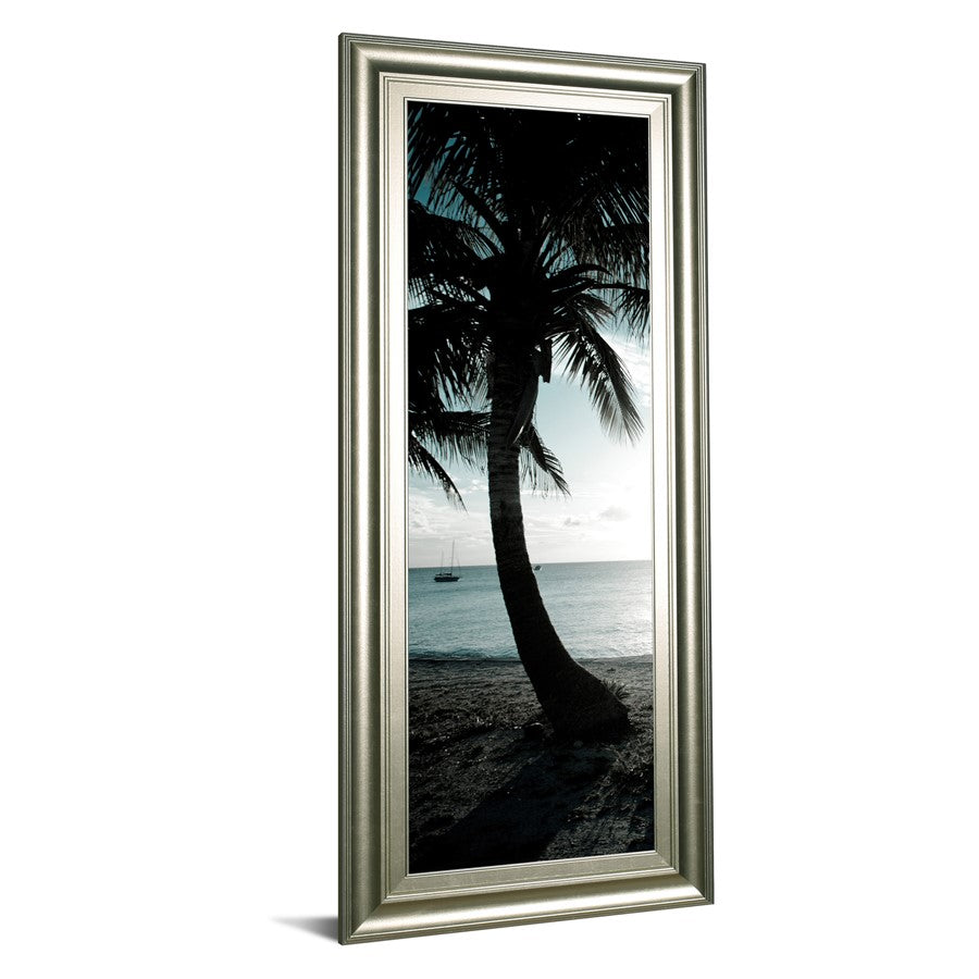 Classy Living Bimini Palm Silhouette Wall Art 18x42in | Contemporary Silver Serenity MDF Frame | Living Room & Bedroom Coastal Decor | 1 x 18 | Model 1634