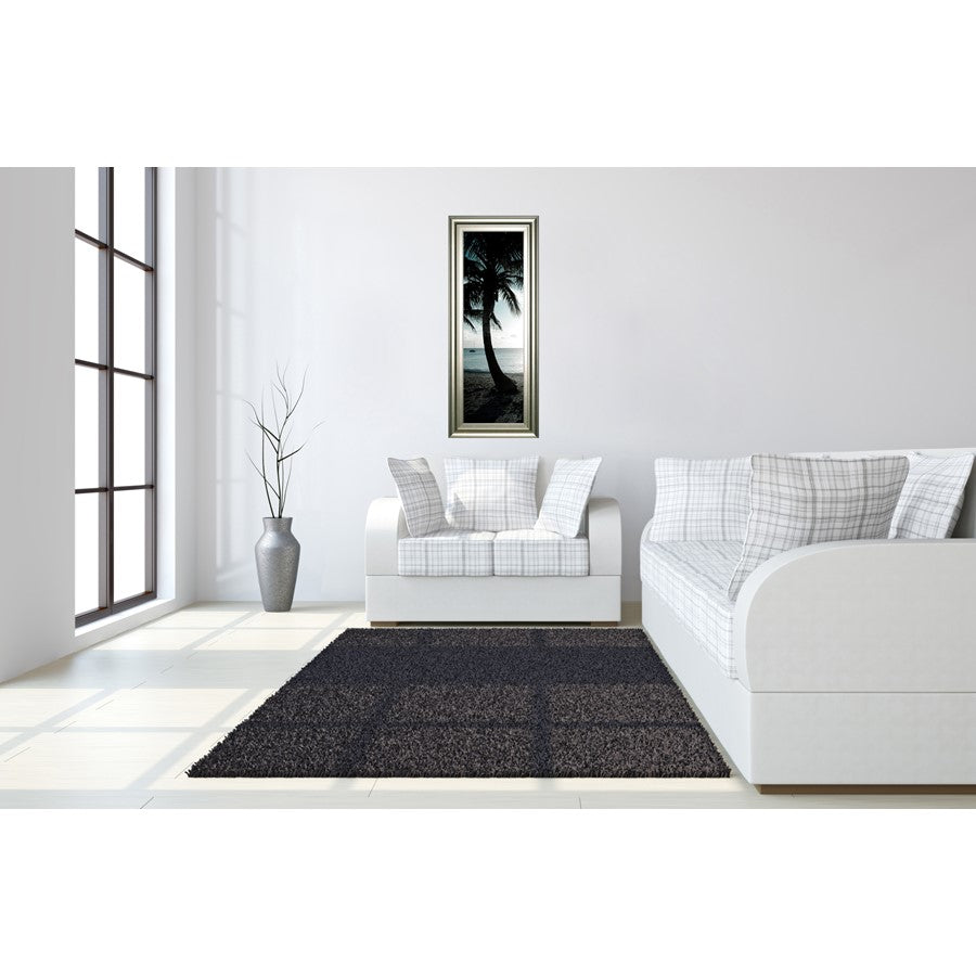 Classy Living Bimini Palm Silhouette Wall Art 18x42in | Contemporary Silver Serenity MDF Frame | Living Room & Bedroom Coastal Decor | 1 x 18 | Model 1634