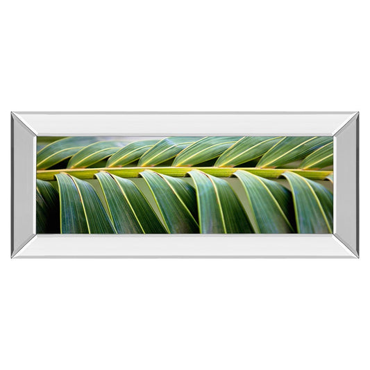 Classy Living Palm Harmony 42x18in Wall Art | Contemporary Palm Leaves on Paper with Mirrored Frame | Living Room & Office Decor | 42 x 18 | Model 1635MF
