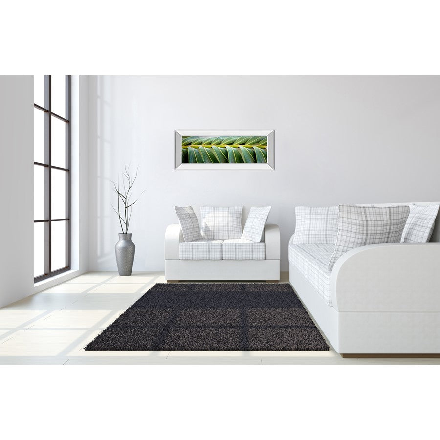 Classy Living Palm Harmony 42x18in Wall Art | Contemporary Palm Leaves on Paper with Mirrored Frame | Living Room & Office Decor | 42 x 18 | Model 1635MF