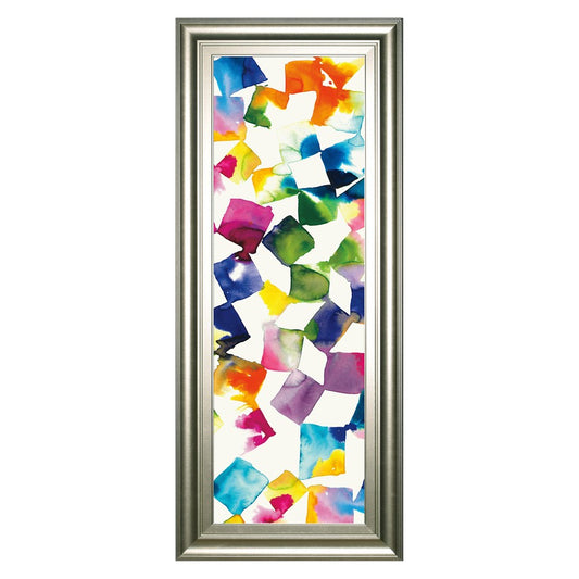 Classy Living Vibrant Cubes II 18x42in Wall Art | Contemporary Multicolor Paper on MDF with Silver Serenity Frame | Living Room & Office | Model 1637
