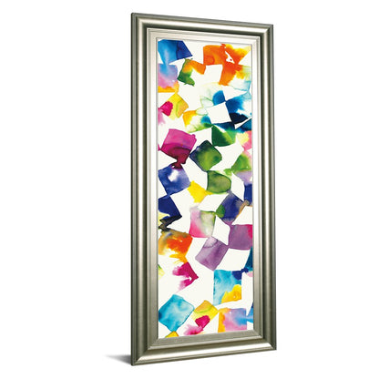 Classy Living Vibrant Cubes II 18x42in Wall Art | Contemporary Multicolor Paper on MDF with Silver Serenity Frame | Living Room & Office | Model 1637
