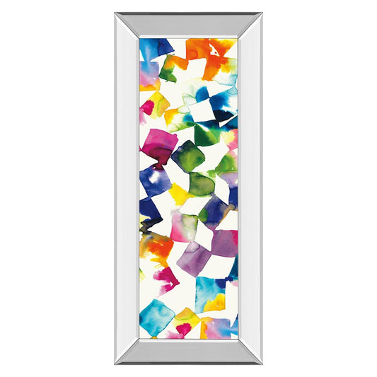 Classy Living Vibrant Cubes II 18x42in Wall Art | Contemporary Multicolor Abstract Cubes in Mirrored Frame | Living Room & Office Decor | Model 1637MF